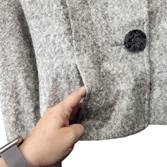Robert Kitchen Gray Wool Blend Cropped Peacoat Jacket - Size 12 - Picture 8 of 13